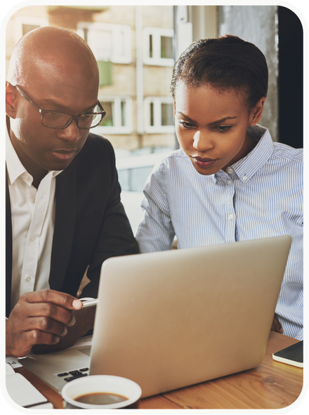 Father daughter discussing business plans